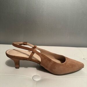 Jones New York Suede Slingback Kitten Heels